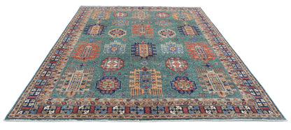 New Tribal Humna Hand Knotted Wool Rug - 7'10'' x 10'9'' 7' 10" x 10' 9" (239 x 328) / Green / Wool