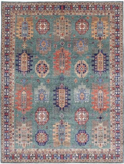 New Tribal Humna Hand Knotted Wool Rug - 7'10'' x 10'9'' 7' 10" x 10' 9" (239 x 328) / Green / Wool