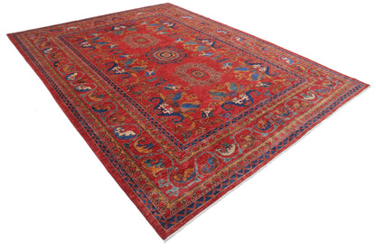 New Tribal Humna Hand Knotted Wool Rug - 8'10'' x 11'5'' 8' 10" x 11' 5" (269 x 348) / Red / Wool