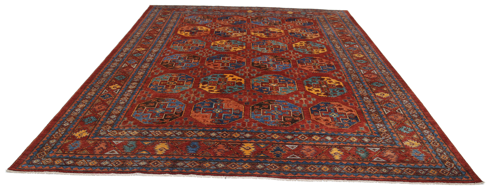 New Tribal Humna Hand Knotted Wool Rug - 9'9'' x 12'1'' 9' 9" x 12' 1" (297 x 368) / Red / Wool