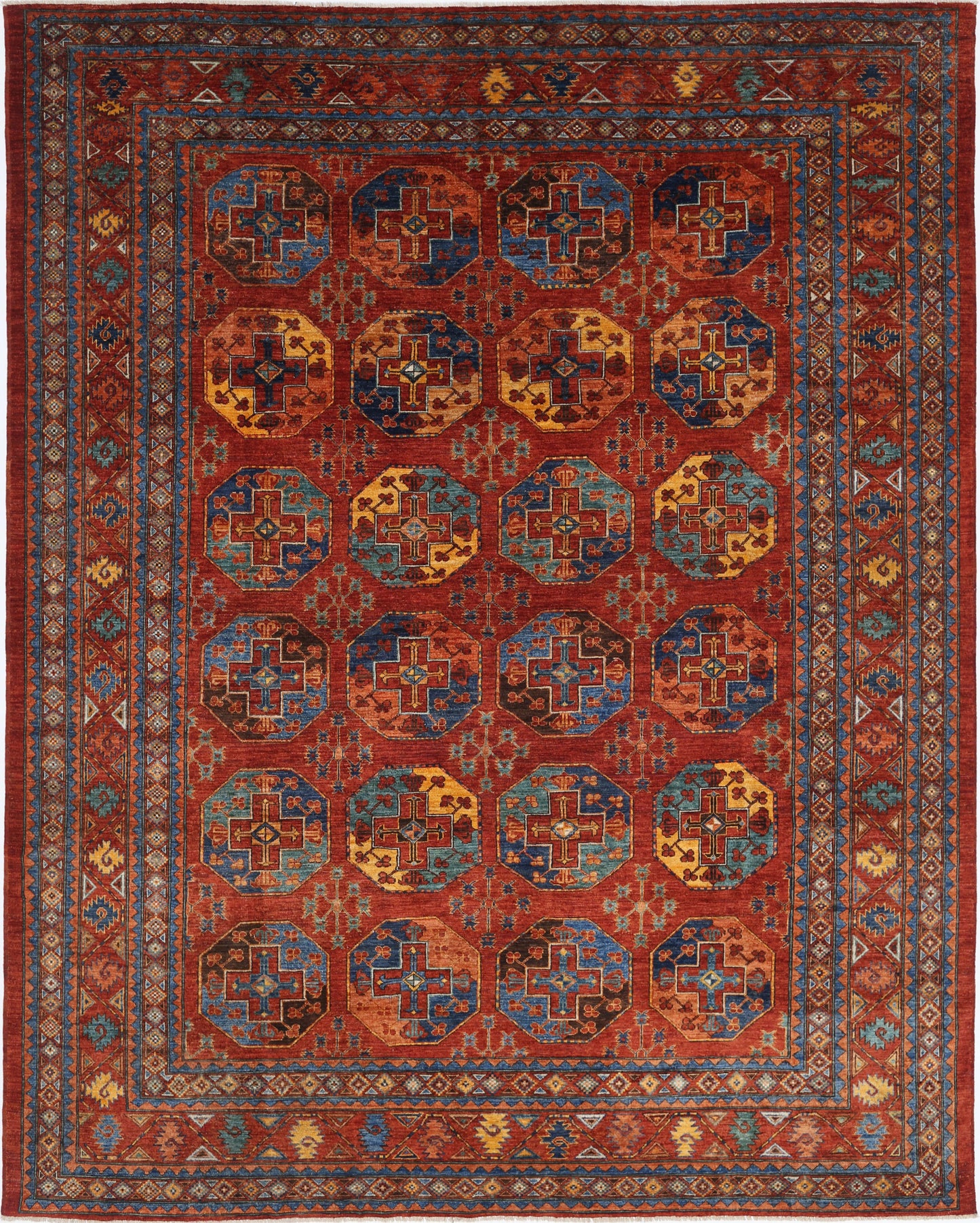 New Tribal Humna Hand Knotted Wool Rug - 9'9'' x 12'1'' 9' 9" x 12' 1" (297 x 368) / Red / Wool