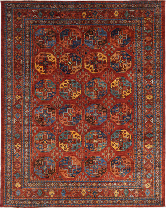 New Tribal Humna Hand Knotted Wool Rug - 9'9'' x 12'1'' 9' 9" x 12' 1" (297 x 368) / Red / Wool