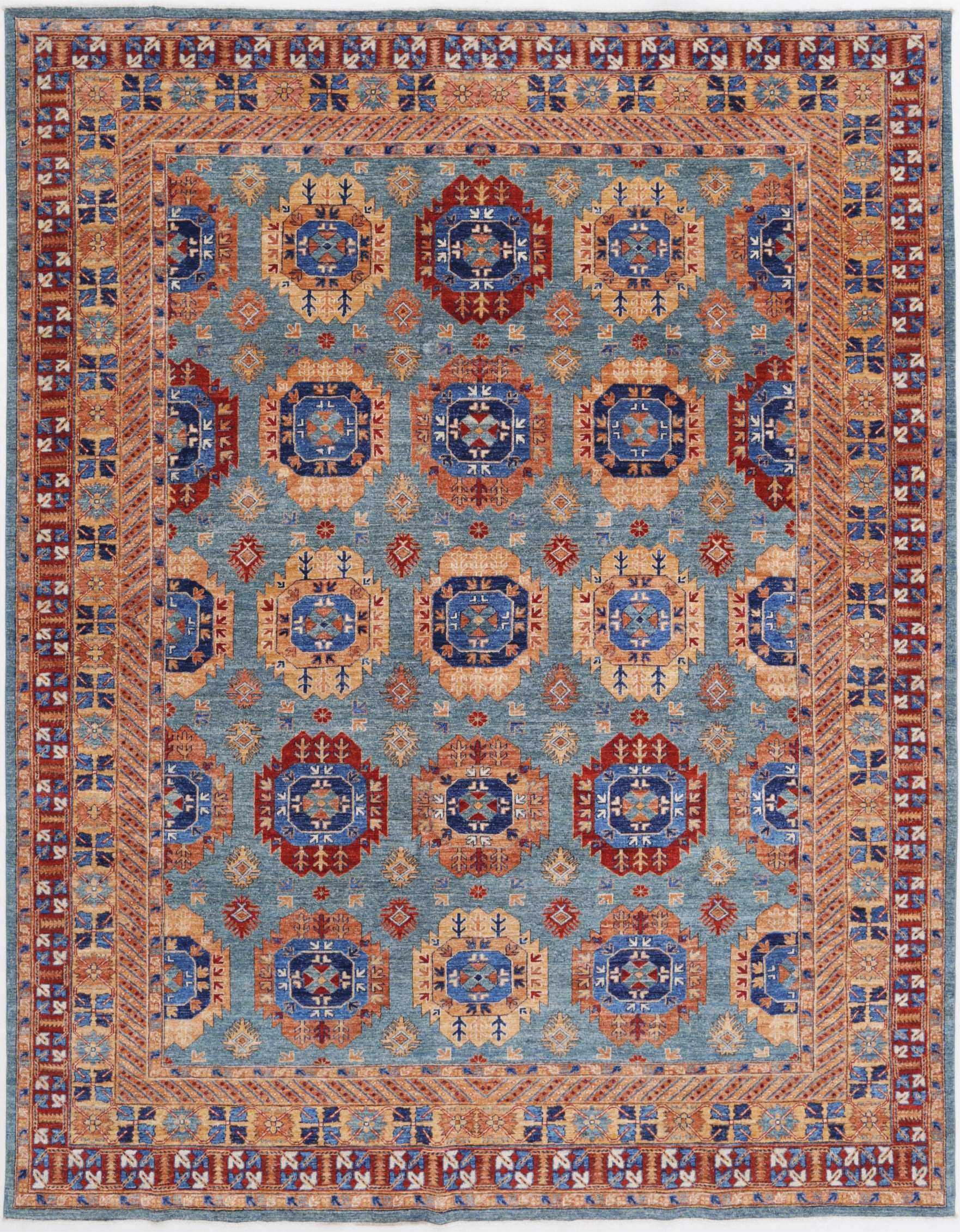 New Tribal Humna Hand Knotted Wool Rug - 9'1'' x 11'10'' 9' 1" x 11' 10" (277 x 361) / Green / Wool