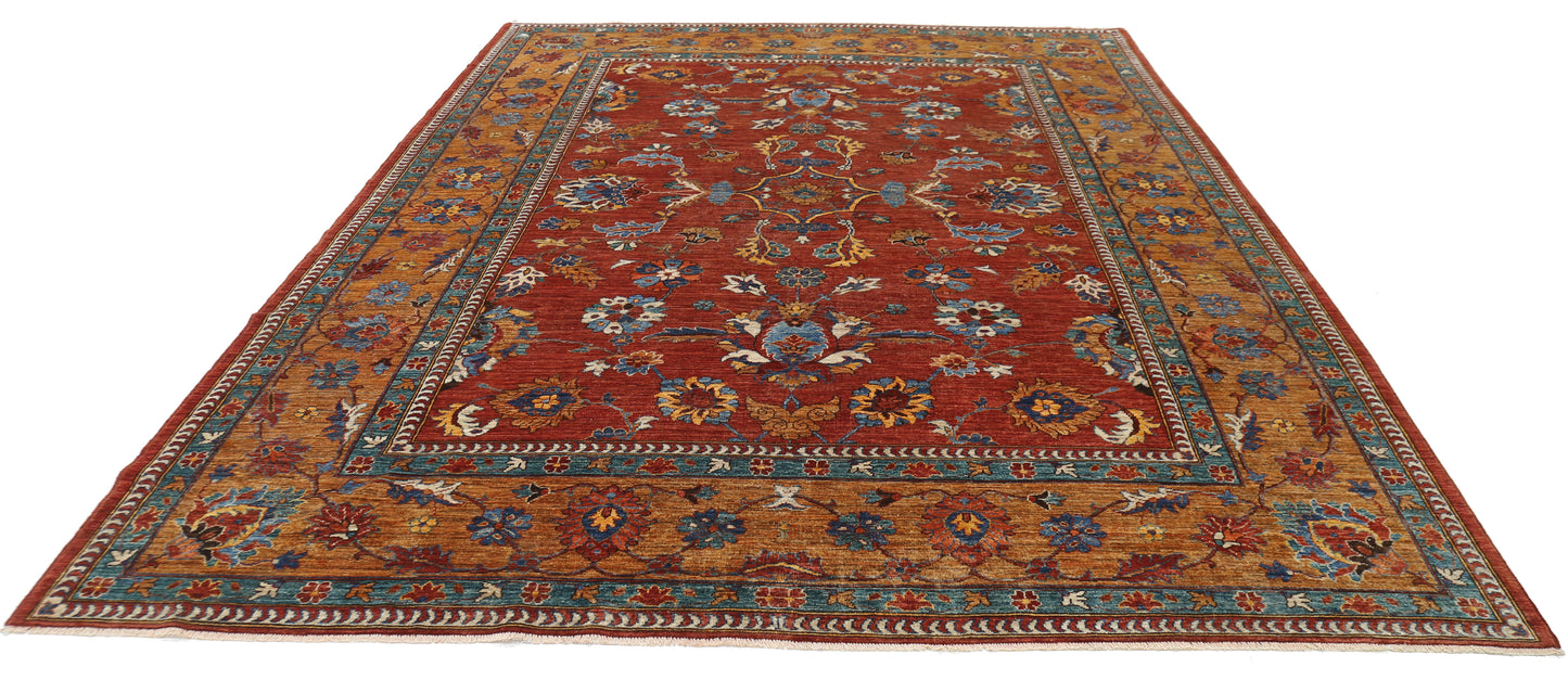 New Tribal Humna Hand Knotted Wool Rug - 9'2'' x 12'0'' 9' 2" x 12' 0" (279 x 366) / Rust / Wool