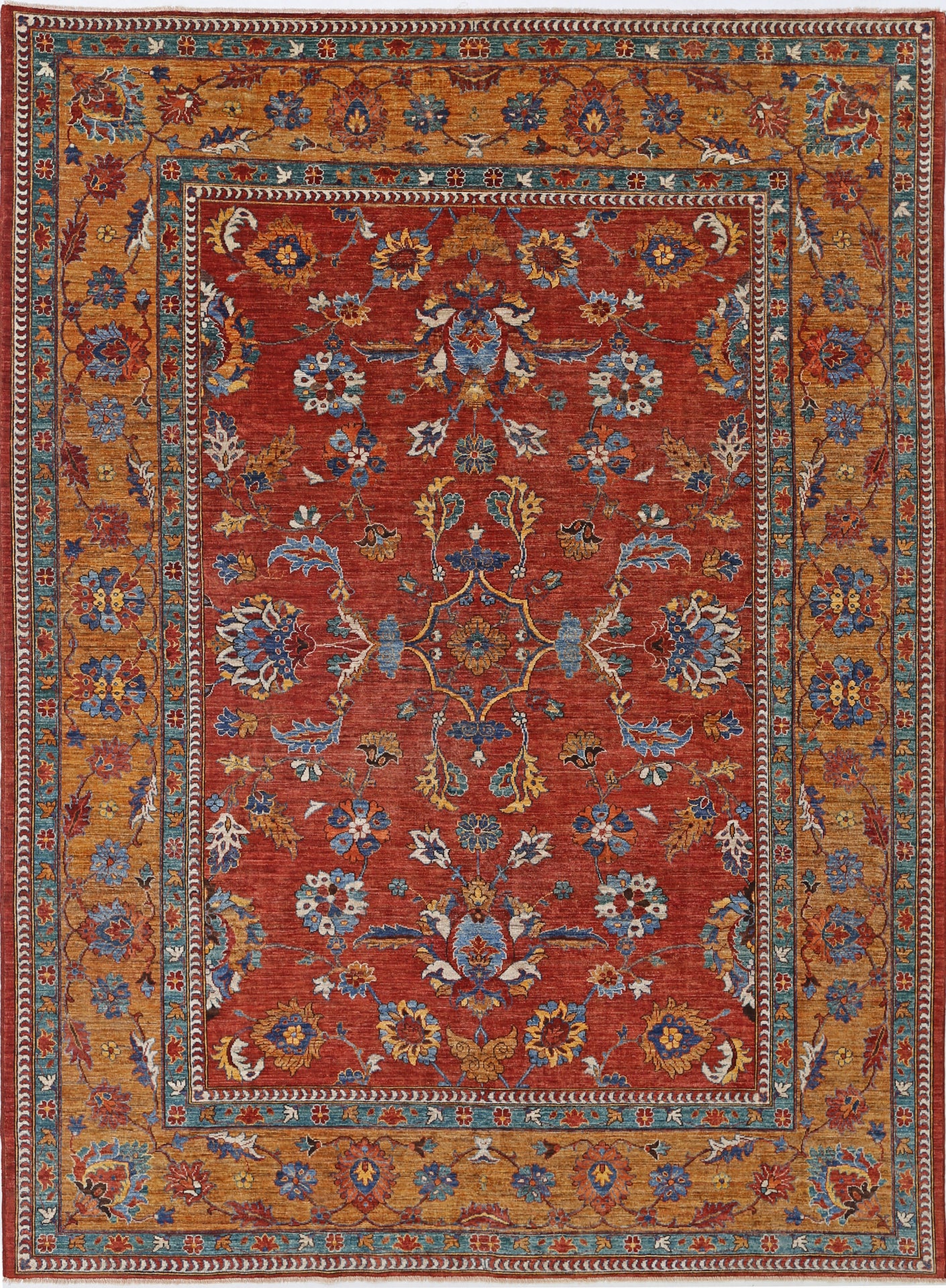 New Tribal Humna Hand Knotted Wool Rug - 9'2'' x 12'0'' 9' 2" x 12' 0" (279 x 366) / Rust / Wool