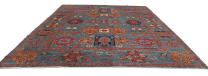 New Tribal Humna Hand Knotted Wool Rug - 12'11'' x 16'2'' 12' 11" x 16' 2" (394 x 493) / Green / Wool