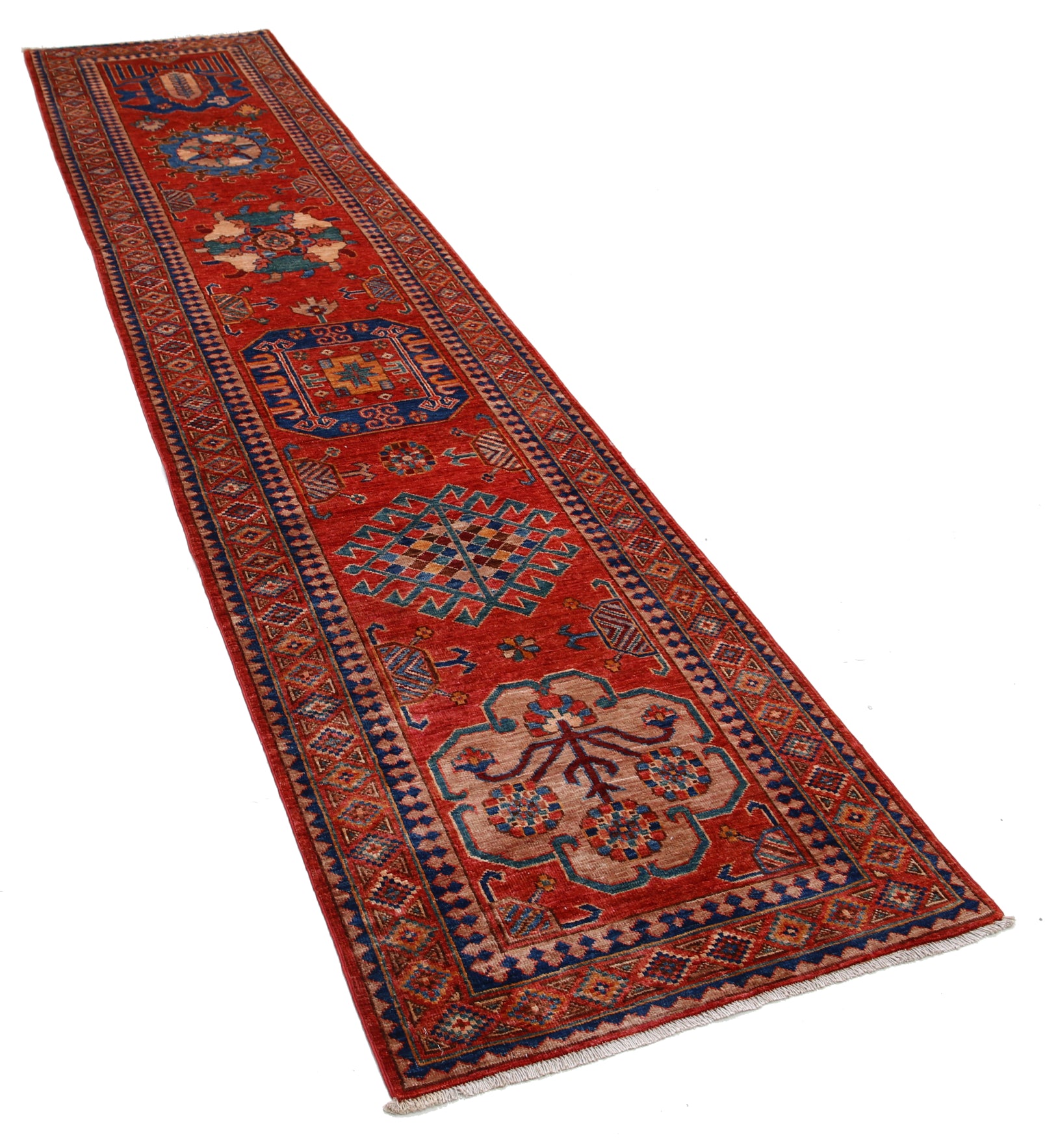 New Tribal Humna Hand Knotted Wool Rug - 2'8'' x 11'6'' 2' 8" x 11' 6" (81 x 351) / Red / Wool