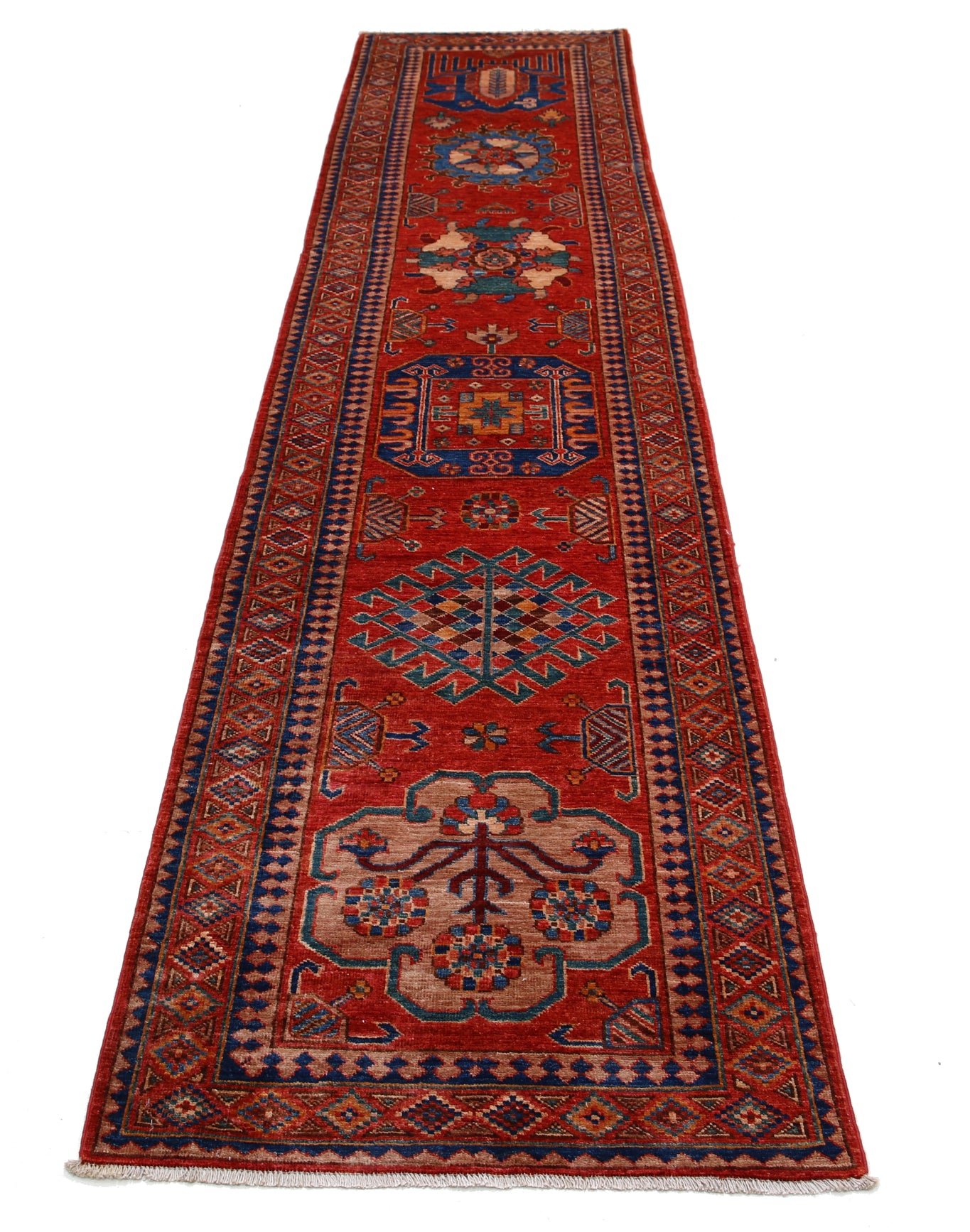 New Tribal Humna Hand Knotted Wool Rug - 2'8'' x 11'6'' 2' 8" x 11' 6" (81 x 351) / Red / Wool