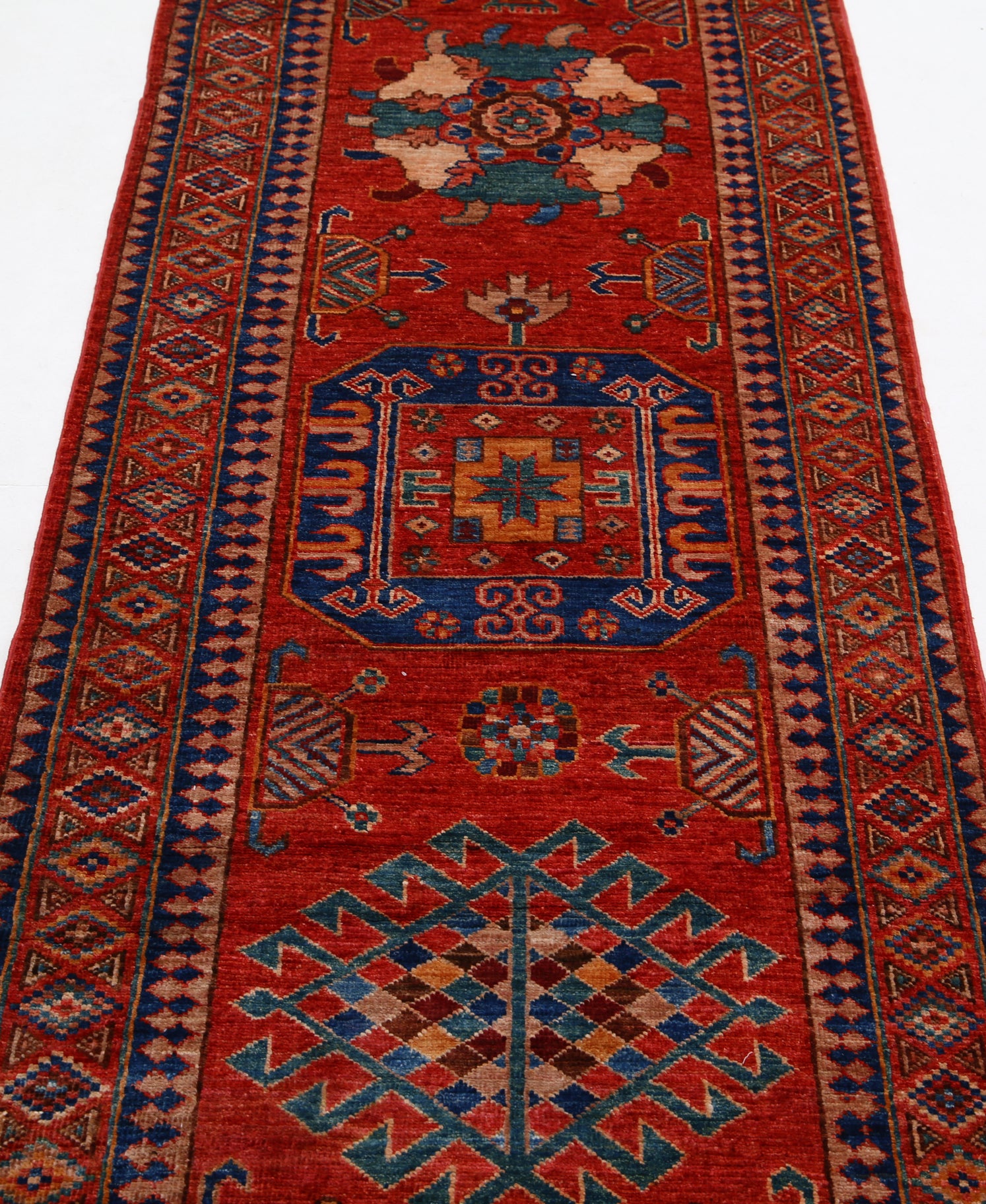 New Tribal Humna Hand Knotted Wool Rug - 2'8'' x 11'6'' 2' 8" x 11' 6" (81 x 351) / Red / Wool