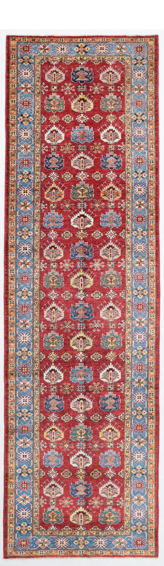 New Tribal Kazak Hand Knotted Wool Rug - 4'1'' x 13'10'' 4' 1" x 13' 10" (124 x 422) / Red / Wool