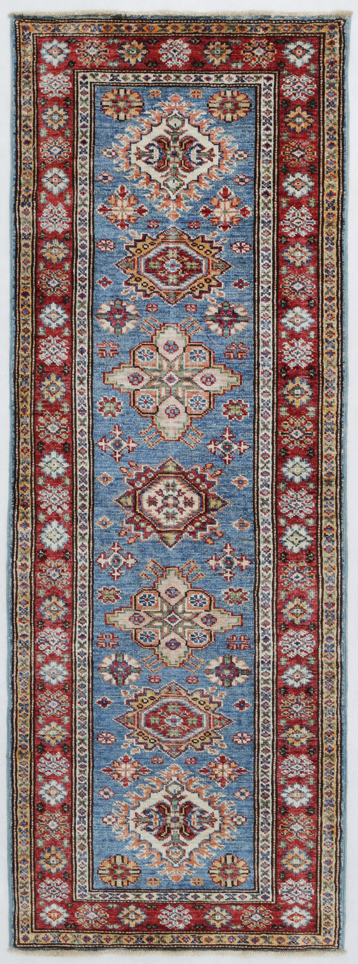 New Tribal Kazak Hand Knotted Wool Rug - 2'0'' x 5'8'' 2' 0" x 5' 8" (61 x 173) / Blue / Wool