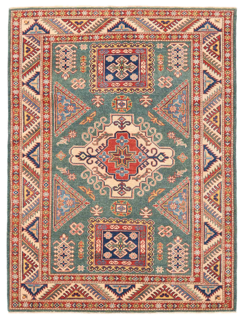 New Tribal Kazak Hand Knotted Wool Rug - 4'9'' x 6'5'' 4' 9" x 6' 5" (145 x 196) / Red / Wool