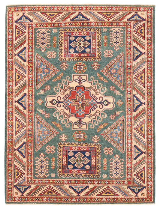 New Tribal Kazak Hand Knotted Wool Rug - 4'9'' x 6'5'' 4' 9" x 6' 5" (145 x 196) / Red / Wool