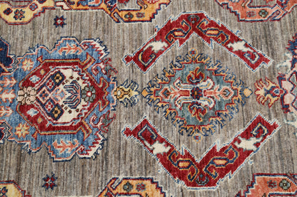 New Tribal Kazak Hand Knotted Wool Rug - 9'2'' x 12'3'' 9' 2" x 12' 3" (279 x 373) / Grey / Wool