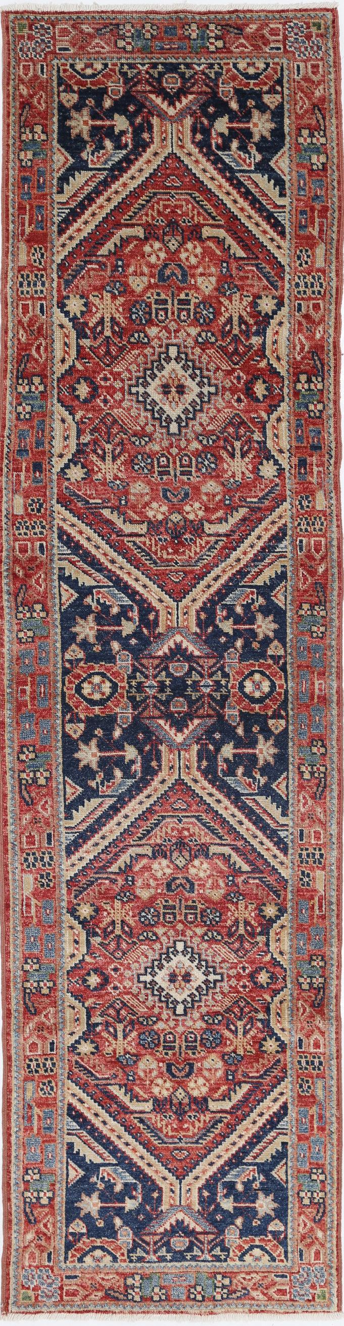 New Tribal Kazak Hand Knotted Wool Rug - 2'6'' x 10'2'' 2' 6" x 10' 2" (76 x 310) / Red / Wool