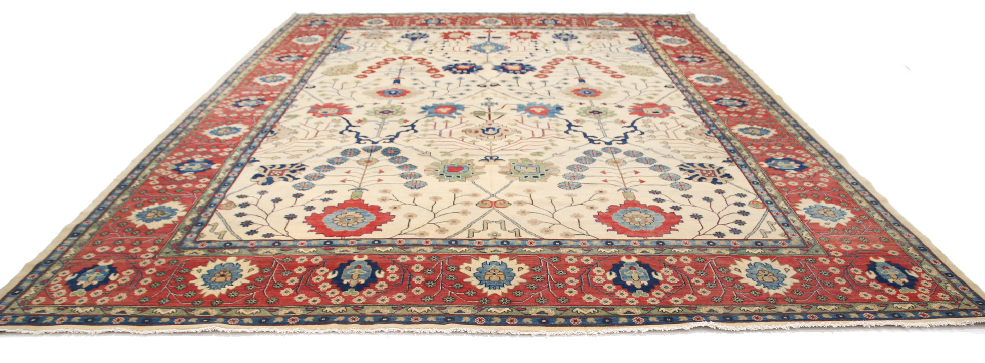 New Tribal Kazak Hand Knotted Wool Rug - 12'9" x 16'0" 12' 9" x 16' 0" (389 x 488) / Ivory / Wool