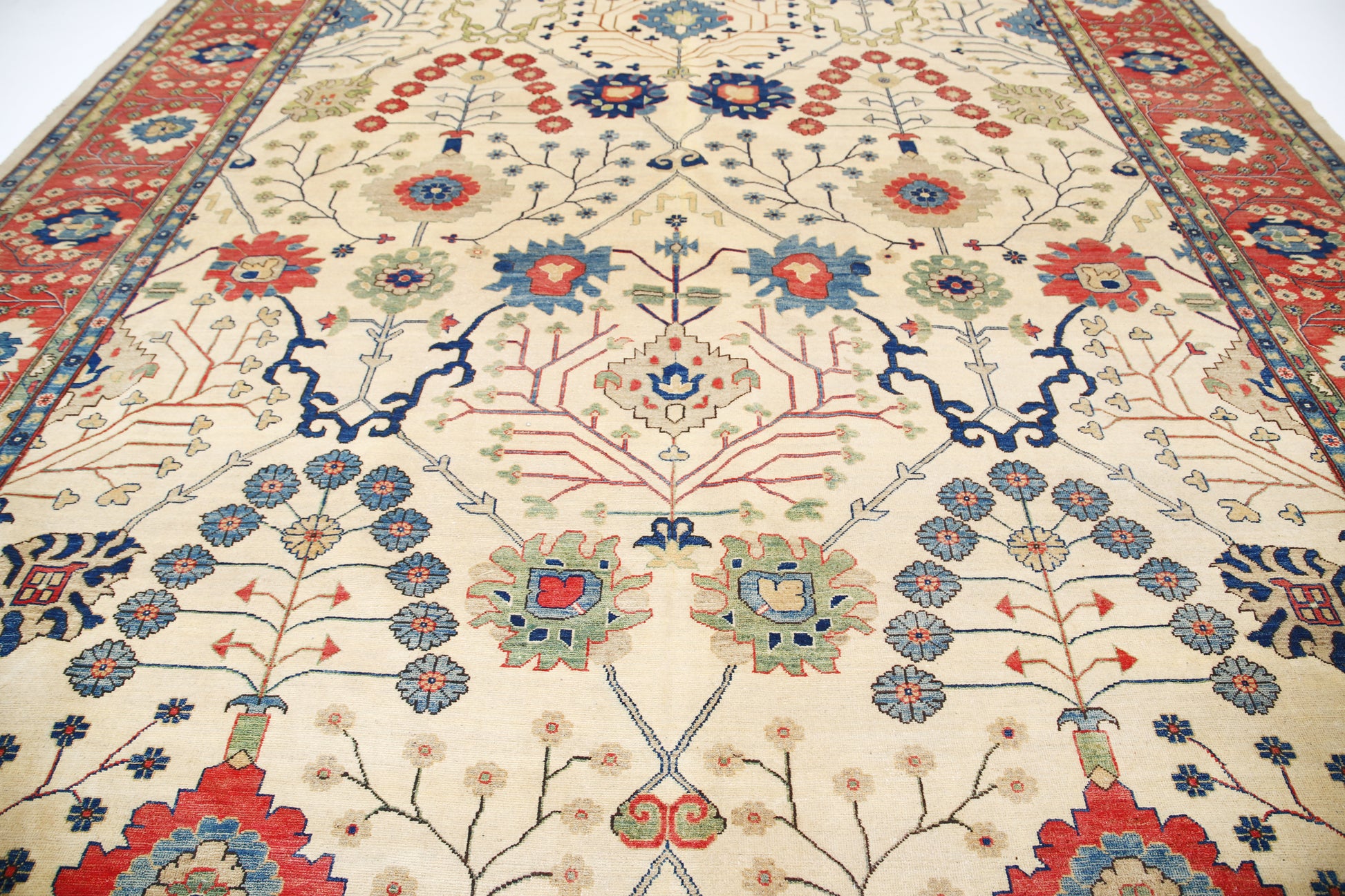 New Tribal Kazak Hand Knotted Wool Rug - 12'9" x 16'0" 12' 9" x 16' 0" (389 x 488) / Ivory / Wool