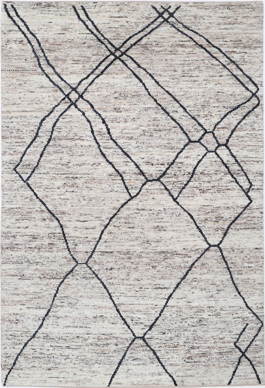 New Tribal Morocan Hand Knotted Wool Rug - 6'0" x 9'0" 6' 0" x 9' 0" (183 x 274) / Grey / Wool