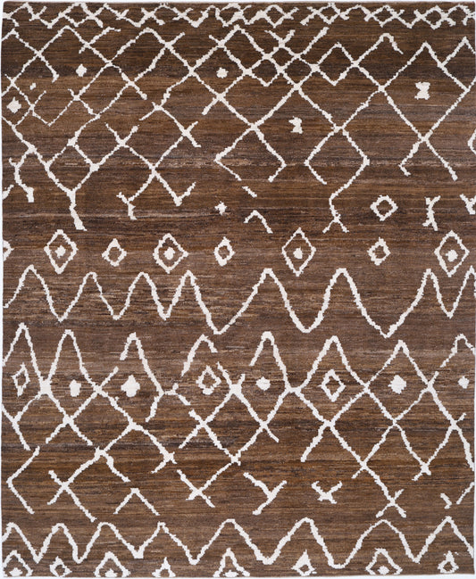 New Tribal Morocan Hand Knotted Wool Rug 8' 4" X 10' 4"