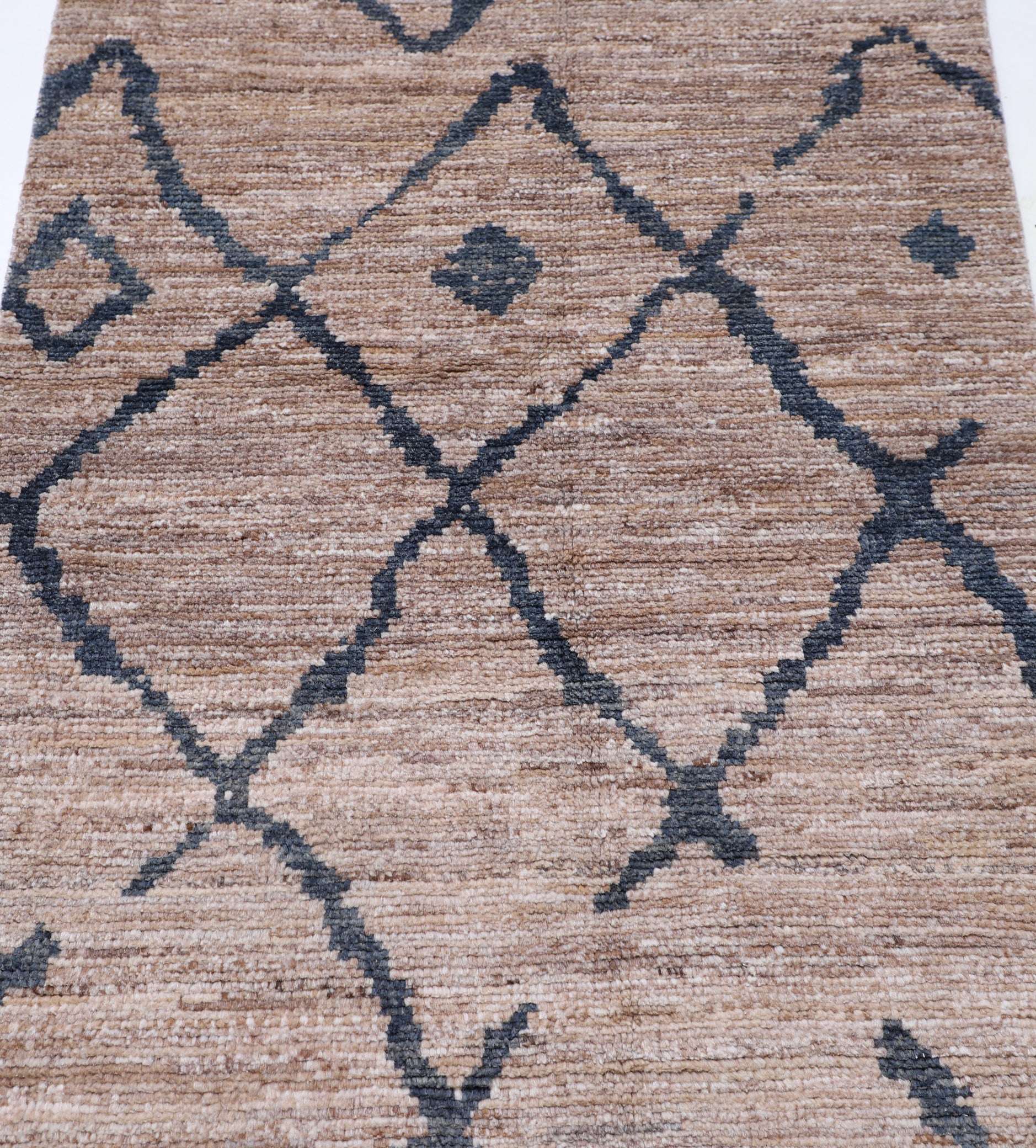 New Tribal Morocan Hand Knotted Wool Rug - 3'1" x 11'8" 3' 1" x 11' 8" (94 x 356) / Brown / Wool