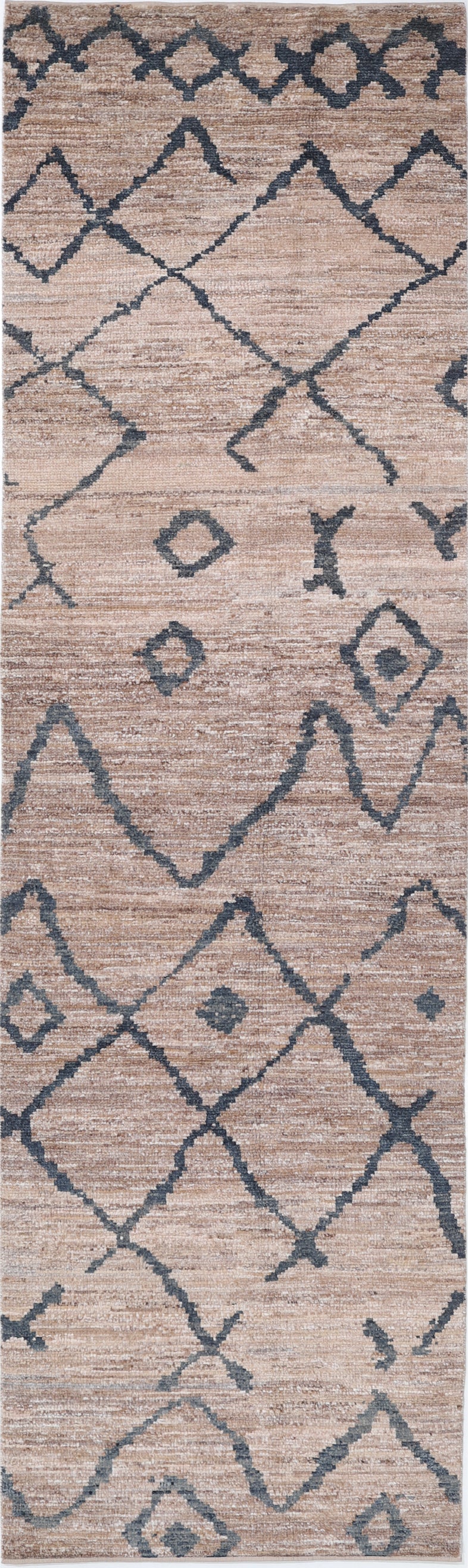 New Tribal Morocan Hand Knotted Wool Rug - 3'1" x 11'8" 3' 1" x 11' 8" (94 x 356) / Brown / Wool