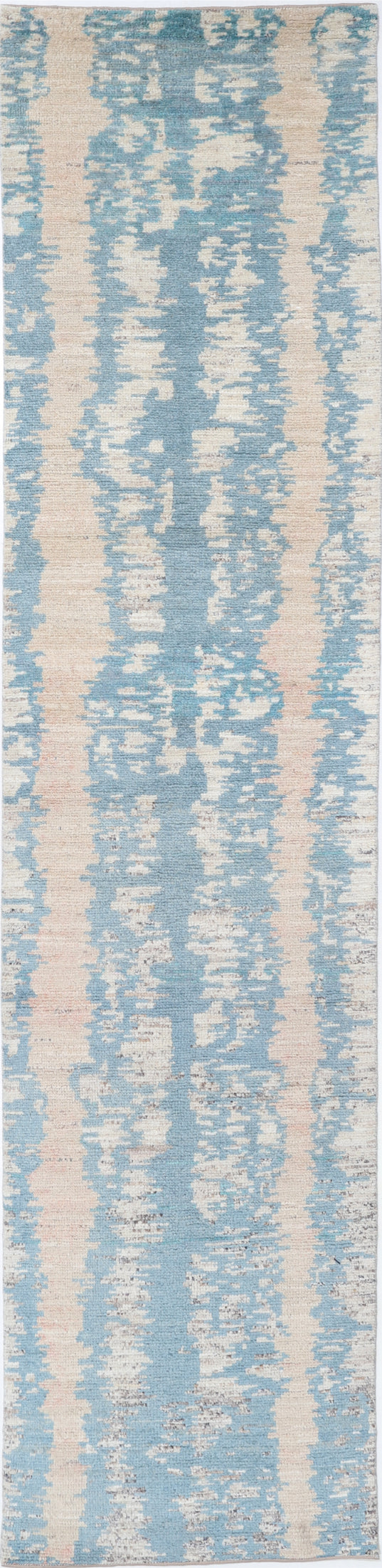 New Tribal Moroccan hand-knotted wool rug 2'8" x 12'3" from Artemis Rugs in Carmel, CA – authentic handcrafted wool runner with tribal design.