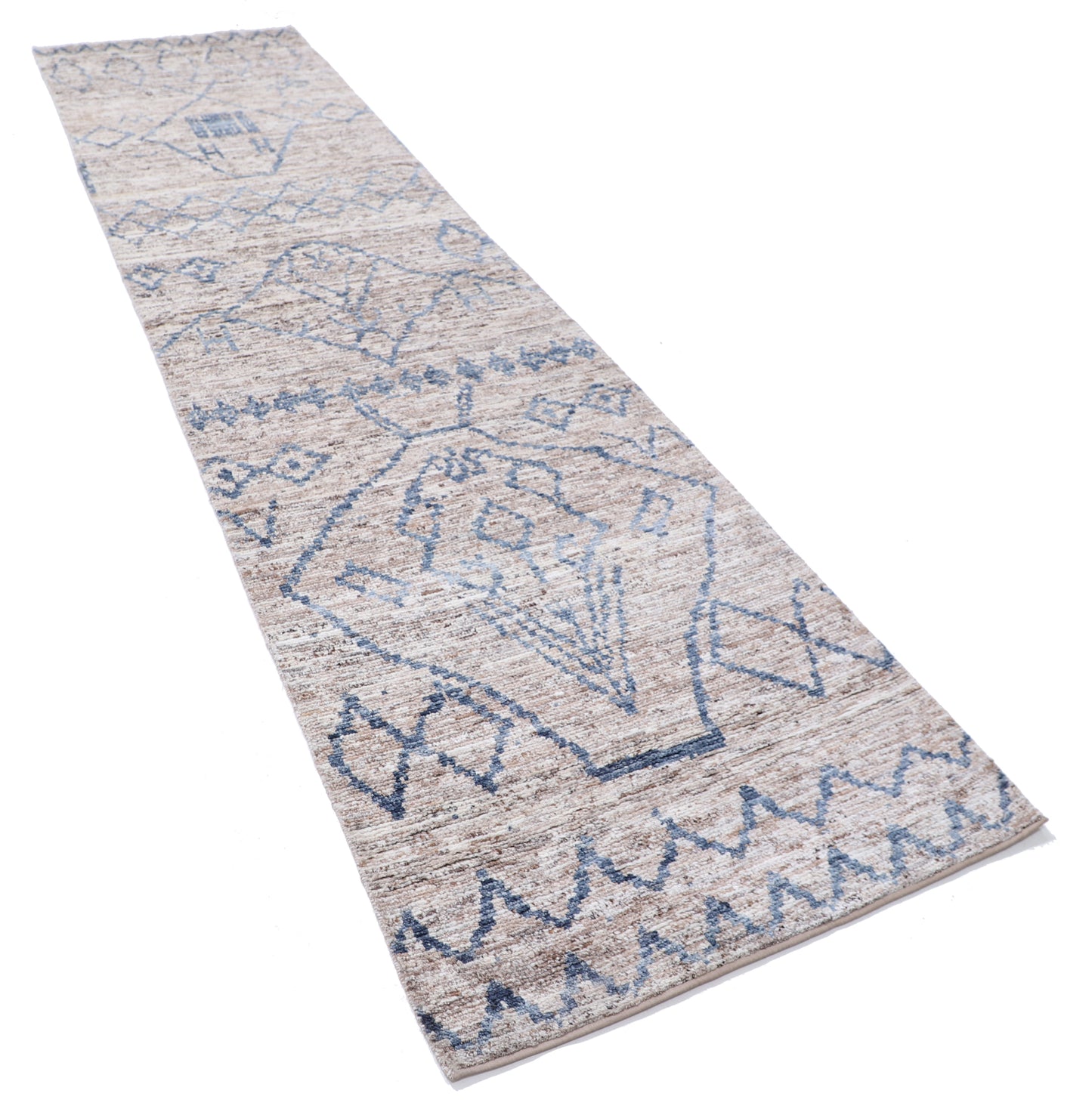 New Tribal Morocan Hand Knotted Wool Rug - 3'1" x 11'9" 3' 1" x 11' 9" (94 x 358) / Brown / Wool