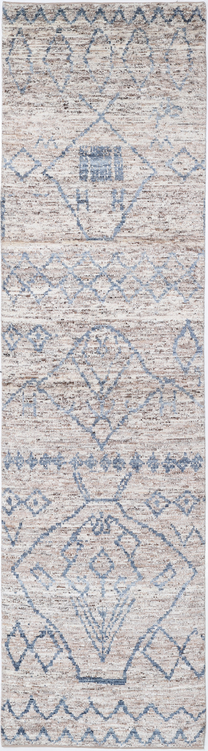 New Tribal Morocan Hand Knotted Wool Rug - 3'1" x 11'9" 3' 1" x 11' 9" (94 x 358) / Brown / Wool