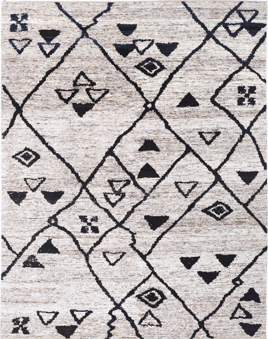 New Tribal Morocan Hand Knotted Wool Rug 9' 5" X 11' 10"