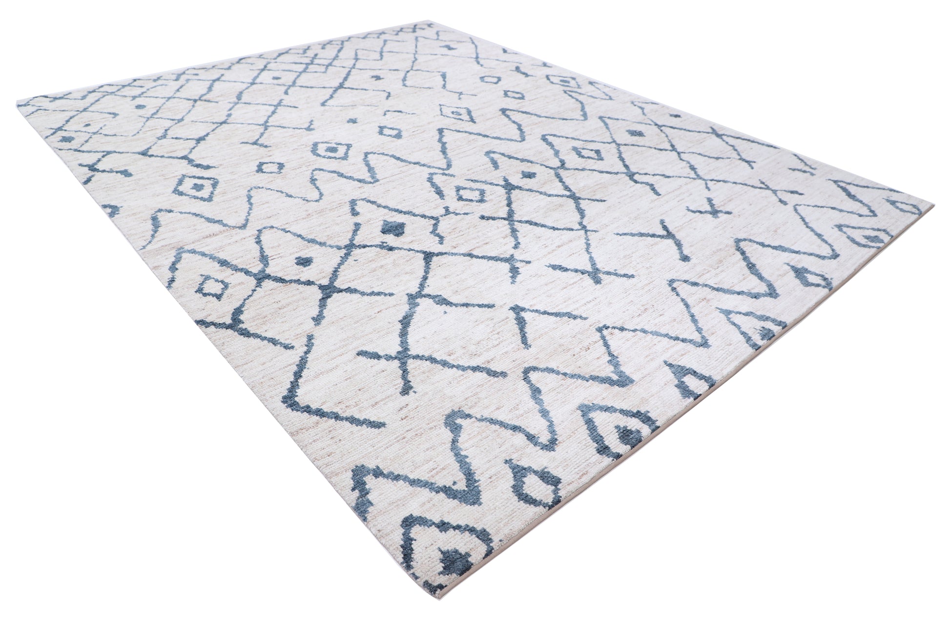 New Tribal Morocan Hand Knotted Wool Rug - 9'3" x 11'9" 9' 3" x 11' 9" (282 x 358) / Ivory / Wool