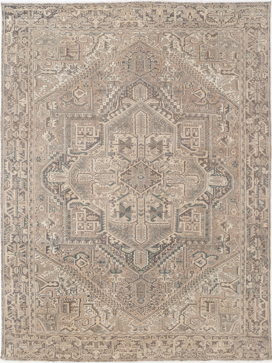 Vintage Heriz Hand Knotted Wool Rug - 9'4'' x 12'8'' 9' 4" x 12' 8" (284 x 386) / Taupe / Wool